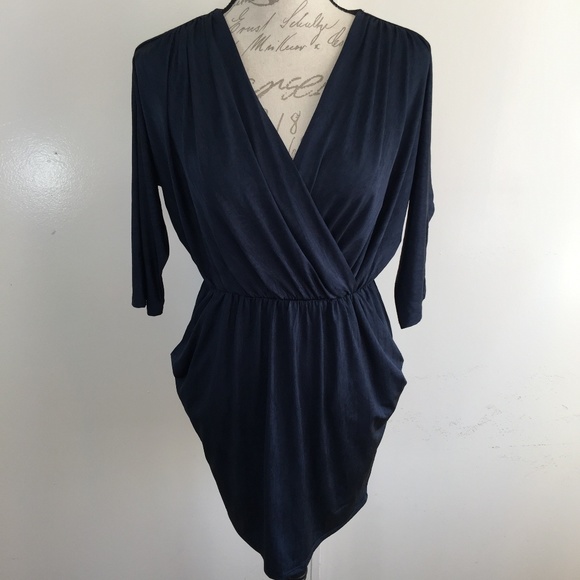 Forever 21 Dresses & Skirts - Forever 21 Blue Metallic Dress Surplice NWT Small